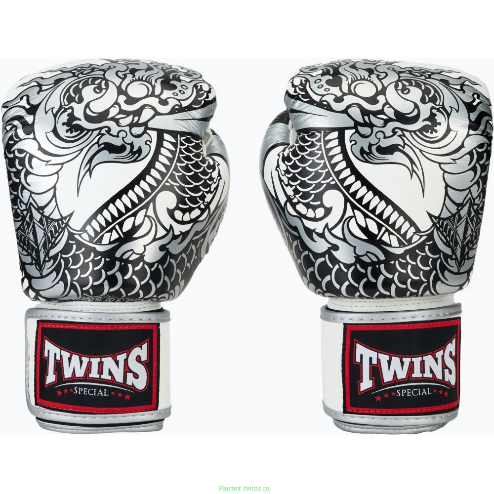 Боксерские перчатки Twins Special FBGVL3-52 Dragon white silver 10 oz