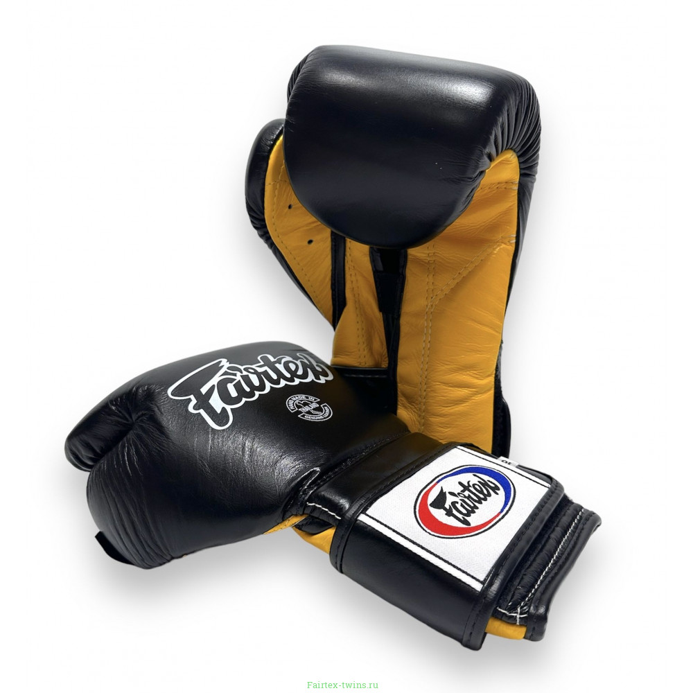 Боксерские перчатки Fairtex BGV9 black yellow 10 oz