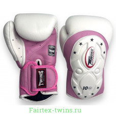 Боксерские перчатки Twins Special BGVL6 MK pink white 12 oz Боксерские перчатки Twins Special BGVL6 MK pink white 12 oz
