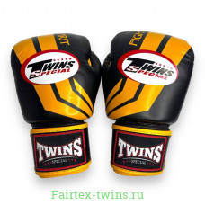 Боксерские перчатки Twins FBGVL3-43 yellow black 10 oz