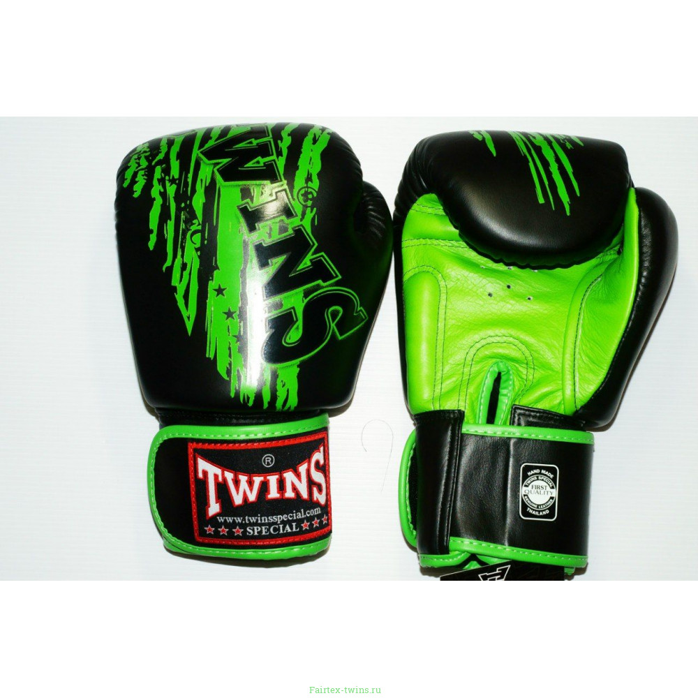 Боксерские перчатки TWINS FBGVL3-TW2 black green 10 oz