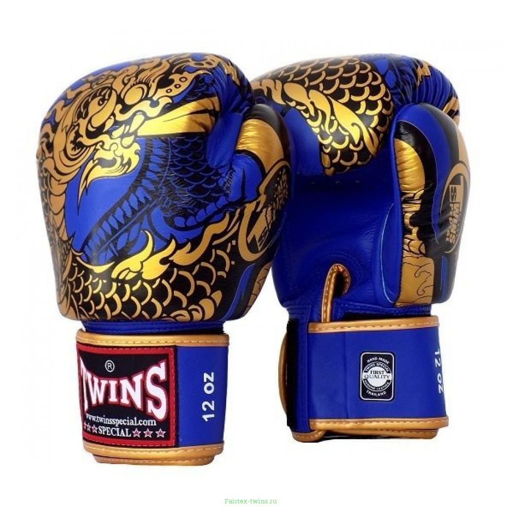 Боксерские перчатки Twins Special FBGVL3-52 Dragon blue gold 10 oz