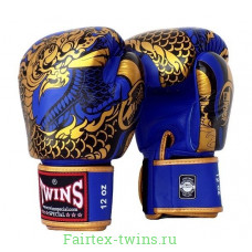 Боксерские перчатки Twins Special FBGVL3-52 Dragon blue gold 10 oz
