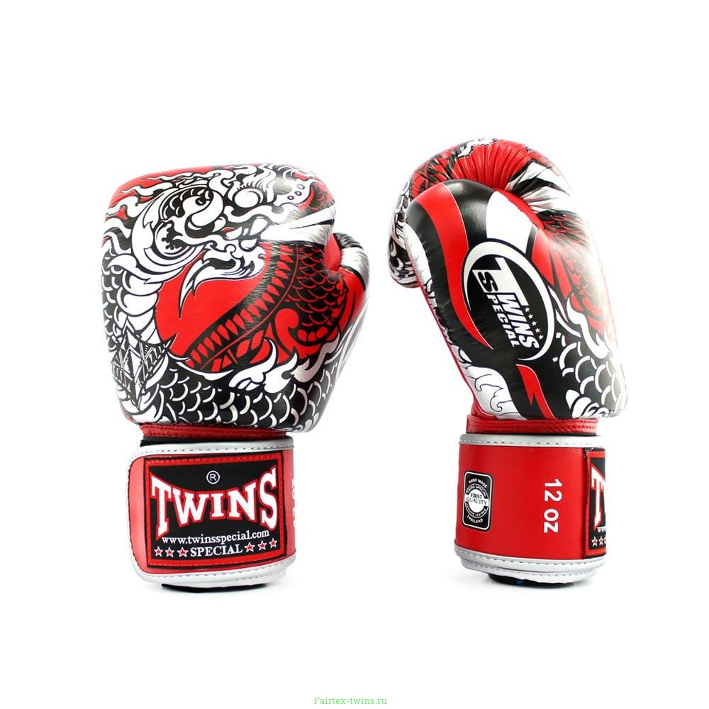 Боксерские перчатки Twins Special FBGVL3-52 Dragon red silver 12 oz