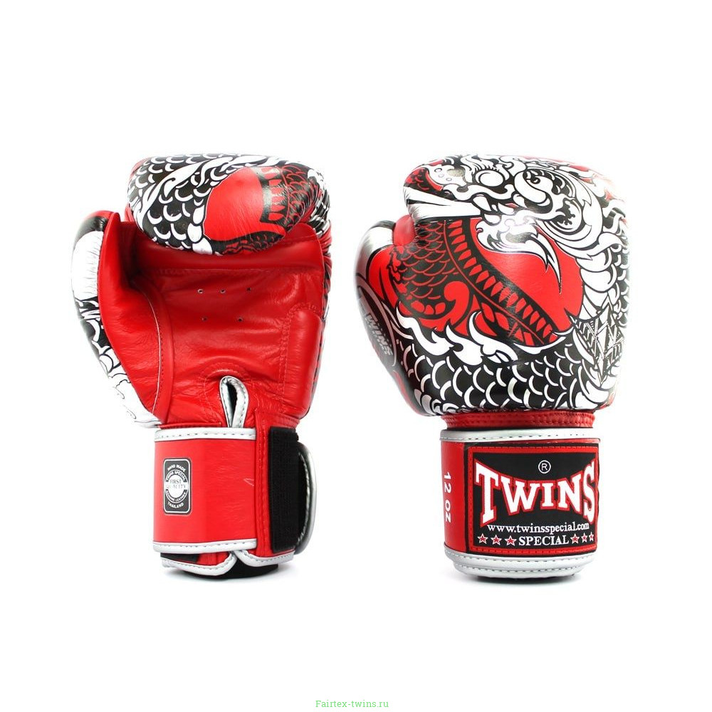 Боксерские перчатки Twins Special FBGVL3-52 Dragon red silver 12 oz