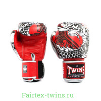 Боксерские перчатки Twins Special FBGVL3-52 Dragon red silver 16 oz