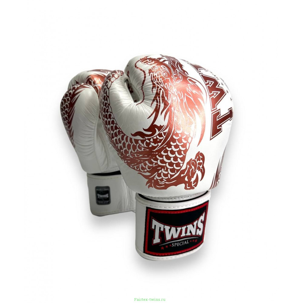 Боксерские перчатки TWINS Special FBGVL3-49 white brown 14 oz