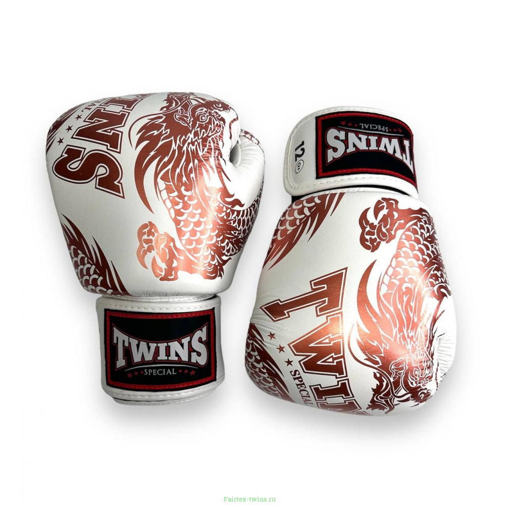 Боксерские перчатки TWINS Special FBGVL3-49 white brown 10 oz