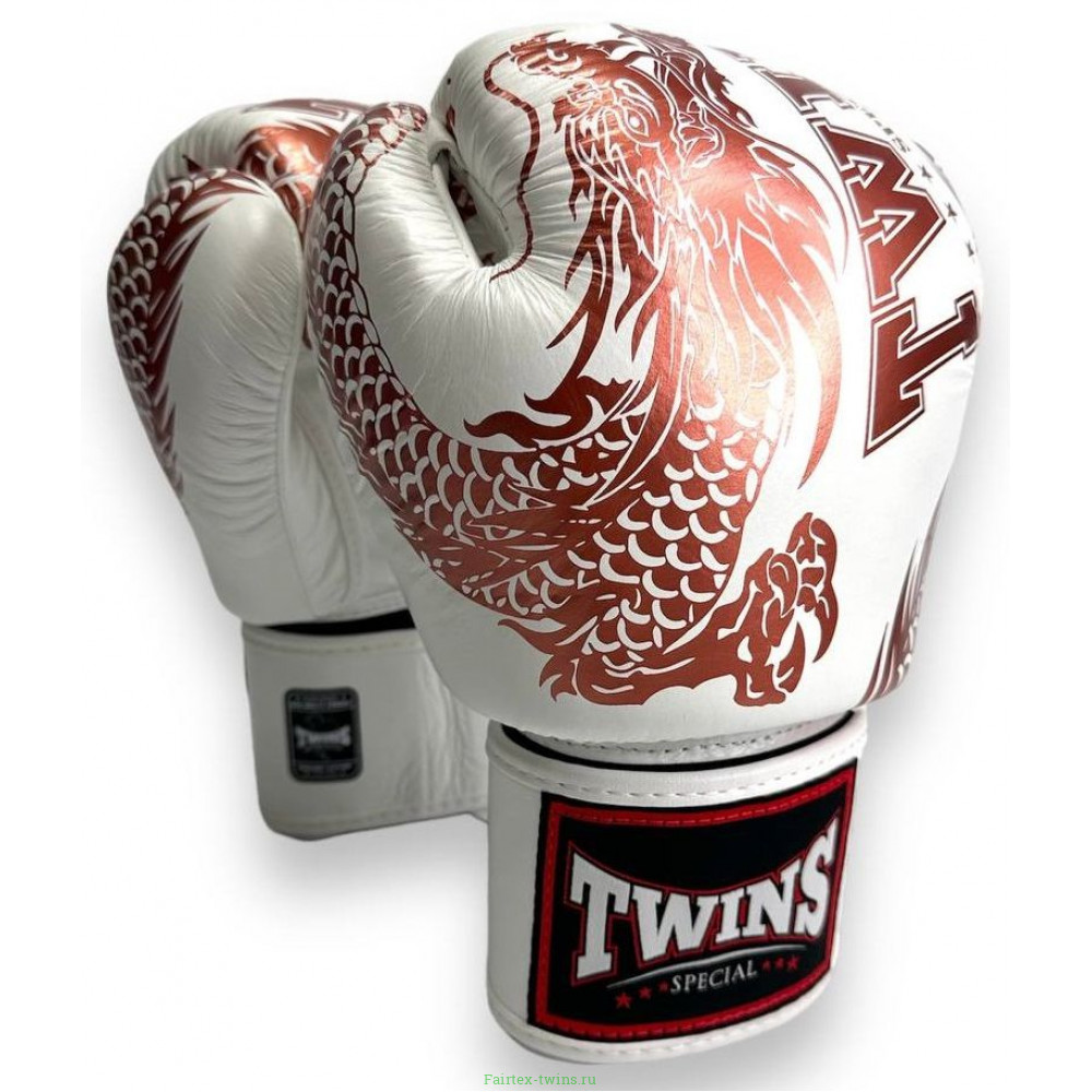 Боксерские перчатки TWINS Special FBGVL3-49 white brown 10 oz