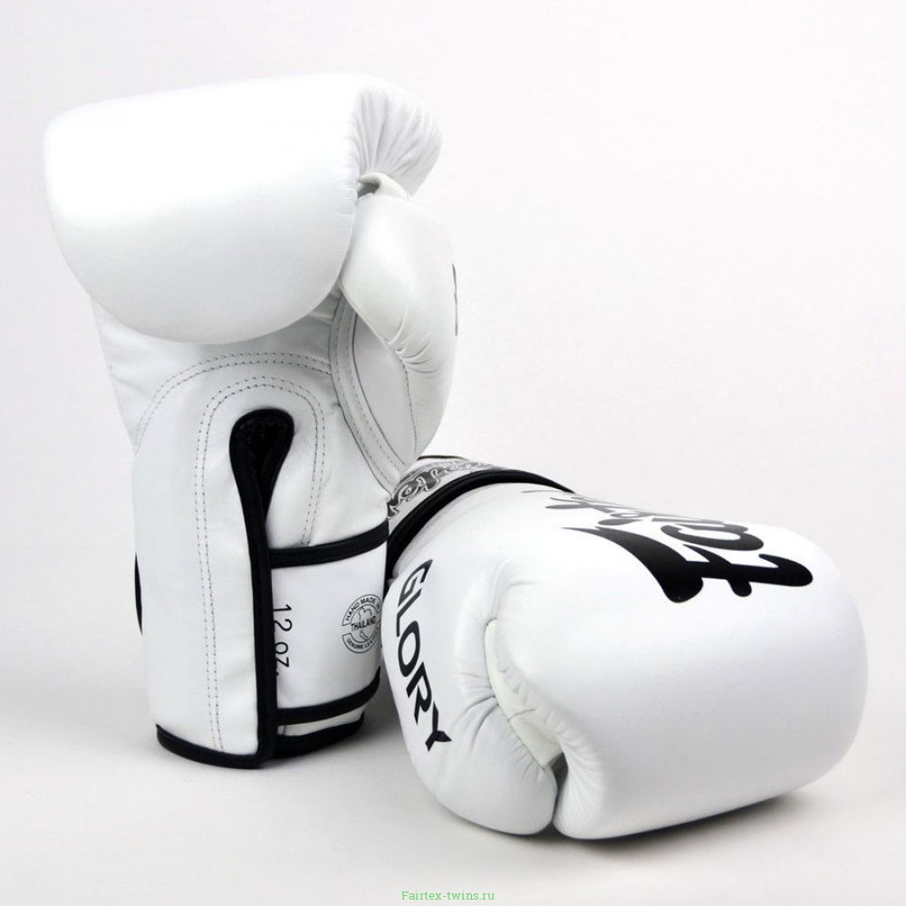 Боксерские перчатки турнира Glory Fairtex BGVG1 white 14 oz