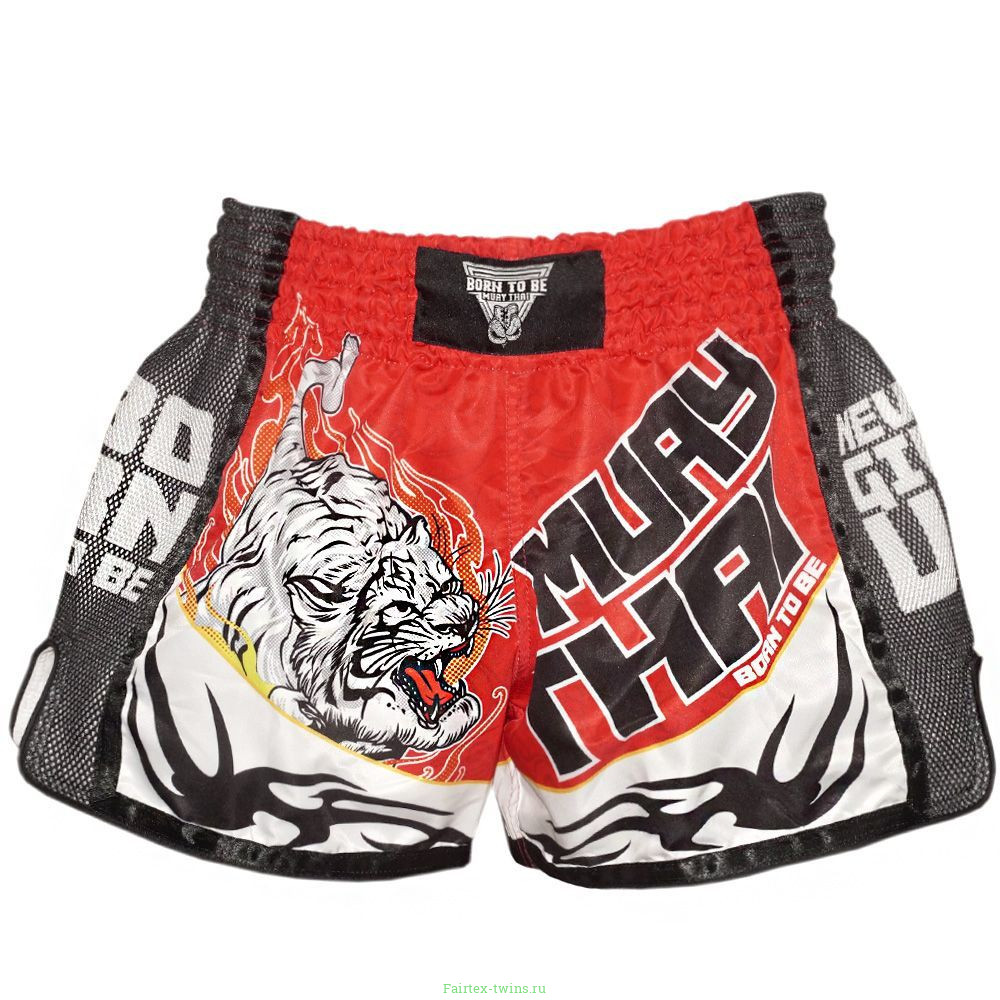 Шорты для бокса BORN TO BE TIGER WHITE-RED M