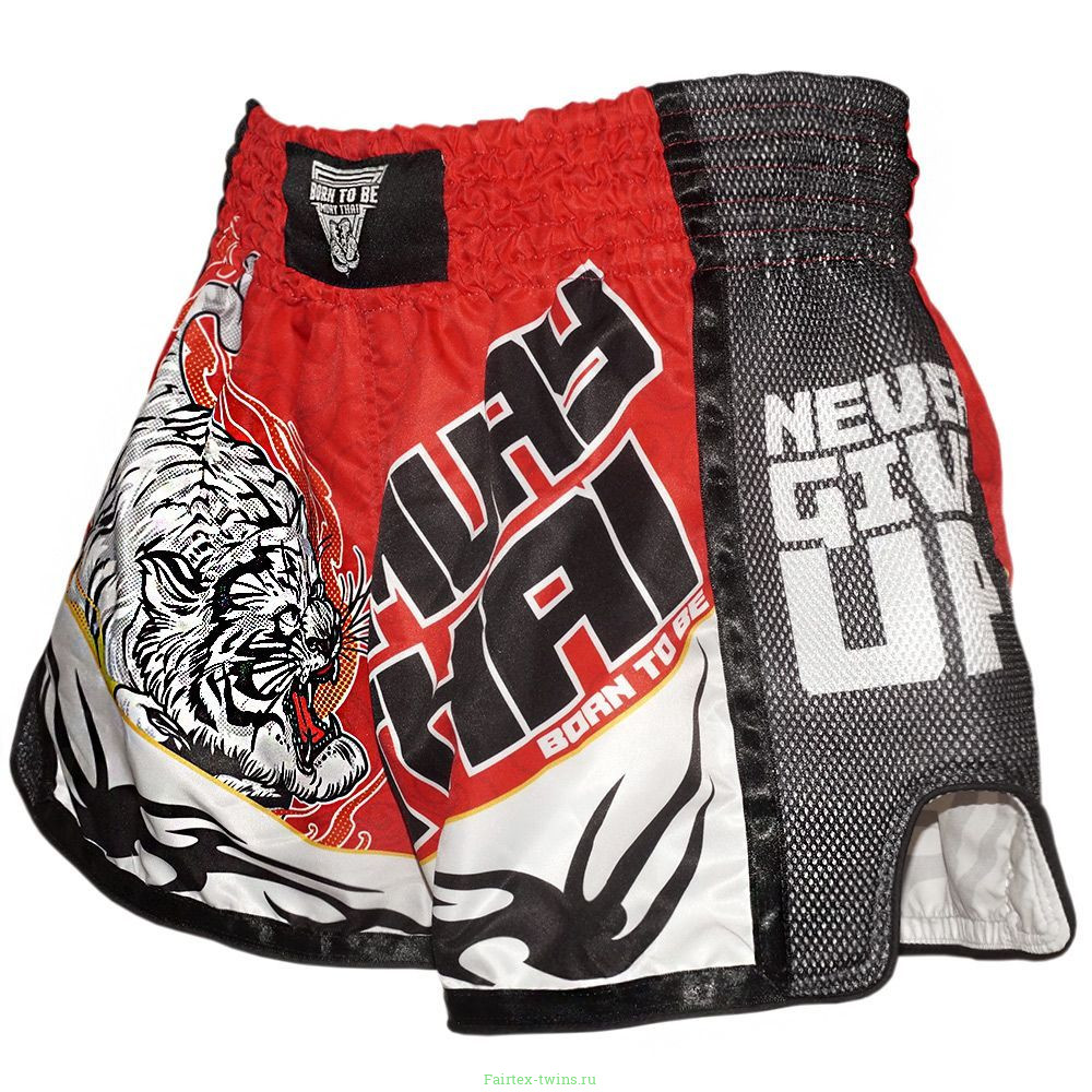 Шорты для бокса BORN TO BE TIGER WHITE-RED M