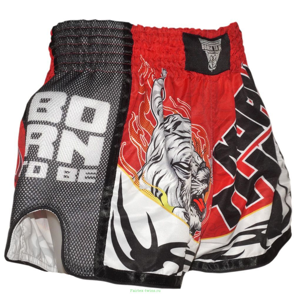 Шорты для бокса BORN TO BE TIGER WHITE-RED M