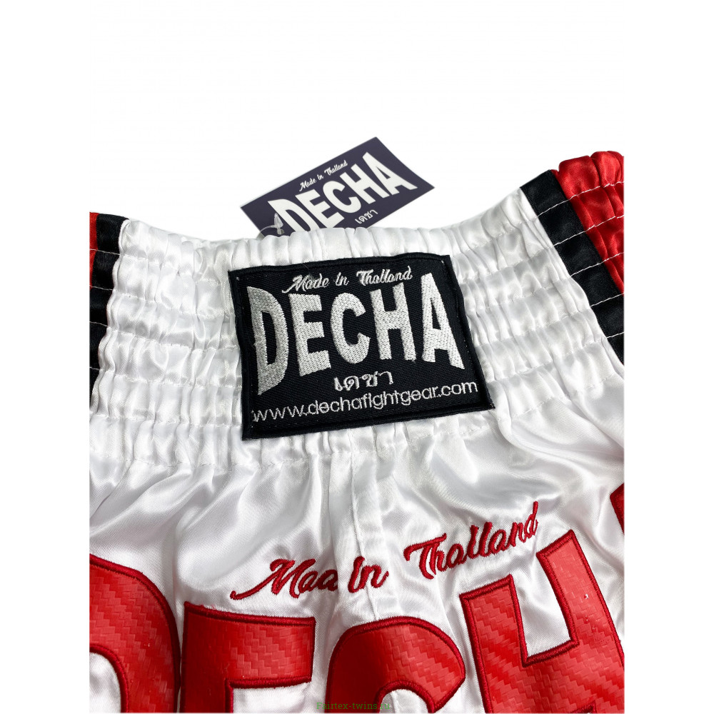 Шорты для тайского бокса Decha белый-красный XL