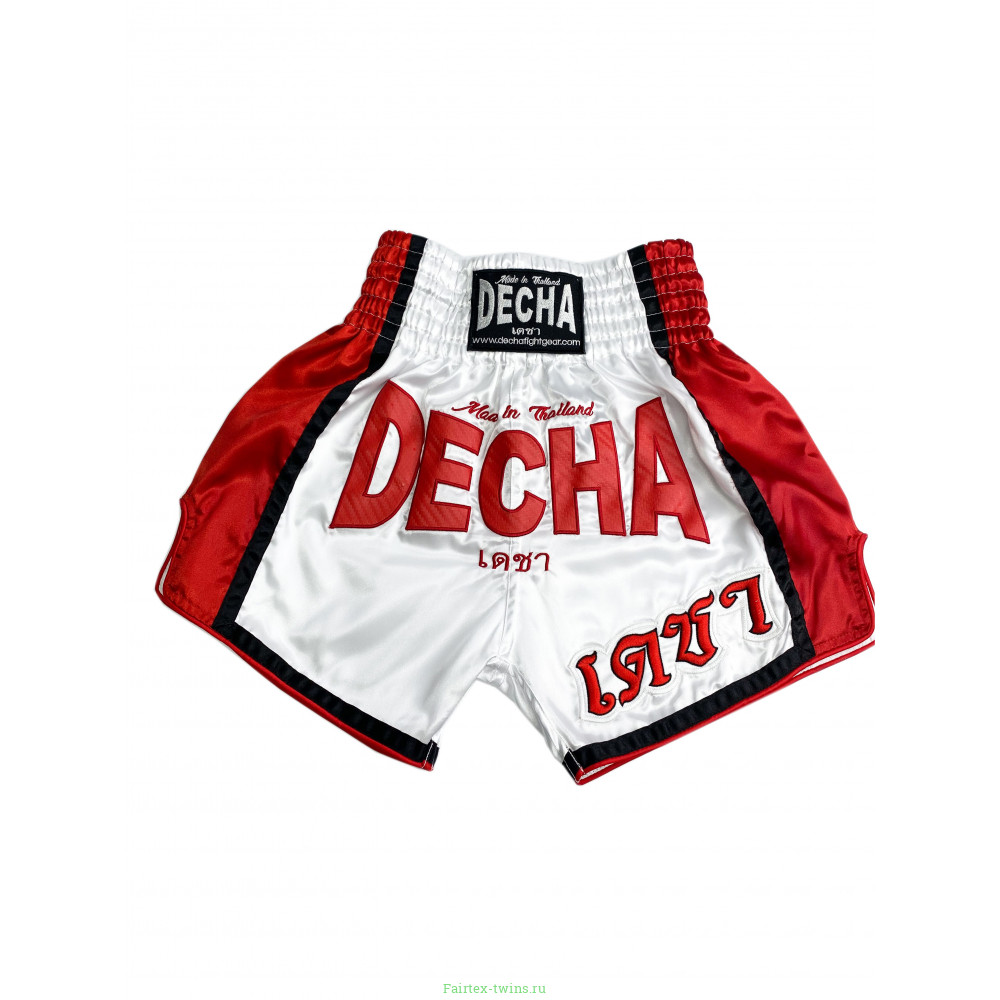 Шорты для тайского бокса Decha белый-красный XL