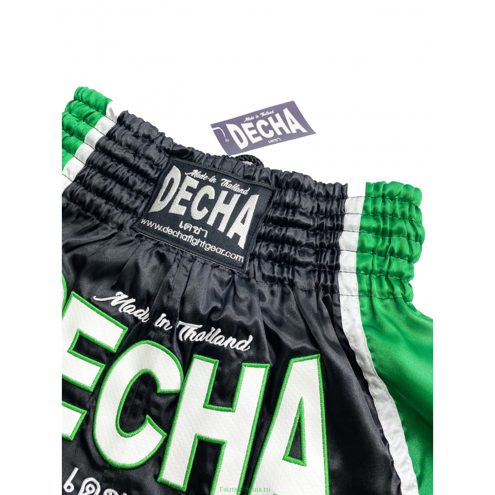 Шорты для тайского бокса Decha черный-зеленый XL