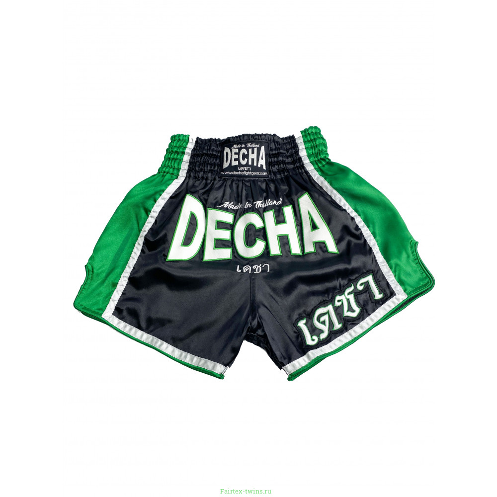 Шорты для тайского бокса Decha черный-зеленый XL