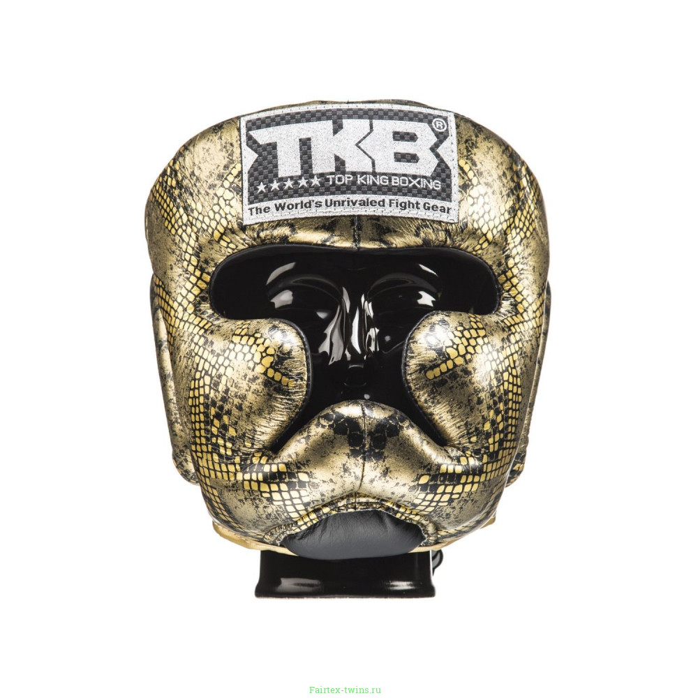 Боксерский шлем Top King Gold / Black Snake Edition Head Guard L