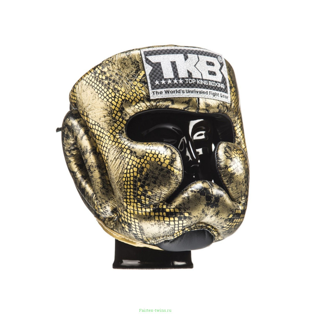 Боксерский шлем Top King Gold / Black Snake Edition Head Guard L