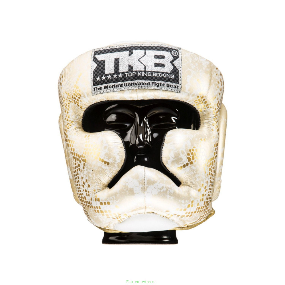 Боксерский шлем Top King Gold / White Snake Edition Head Guard L