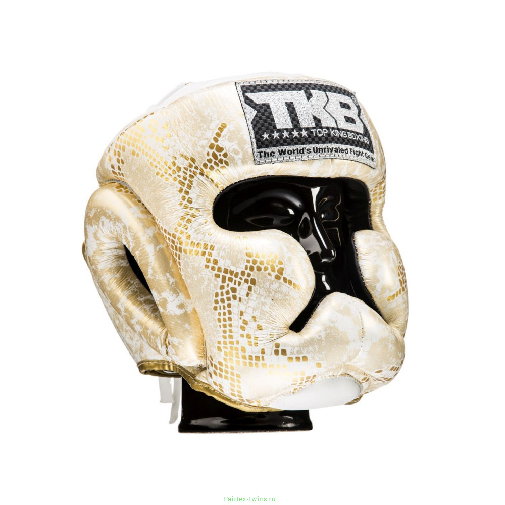 Боксерский шлем Top King Gold / White Snake Edition Head Guard L