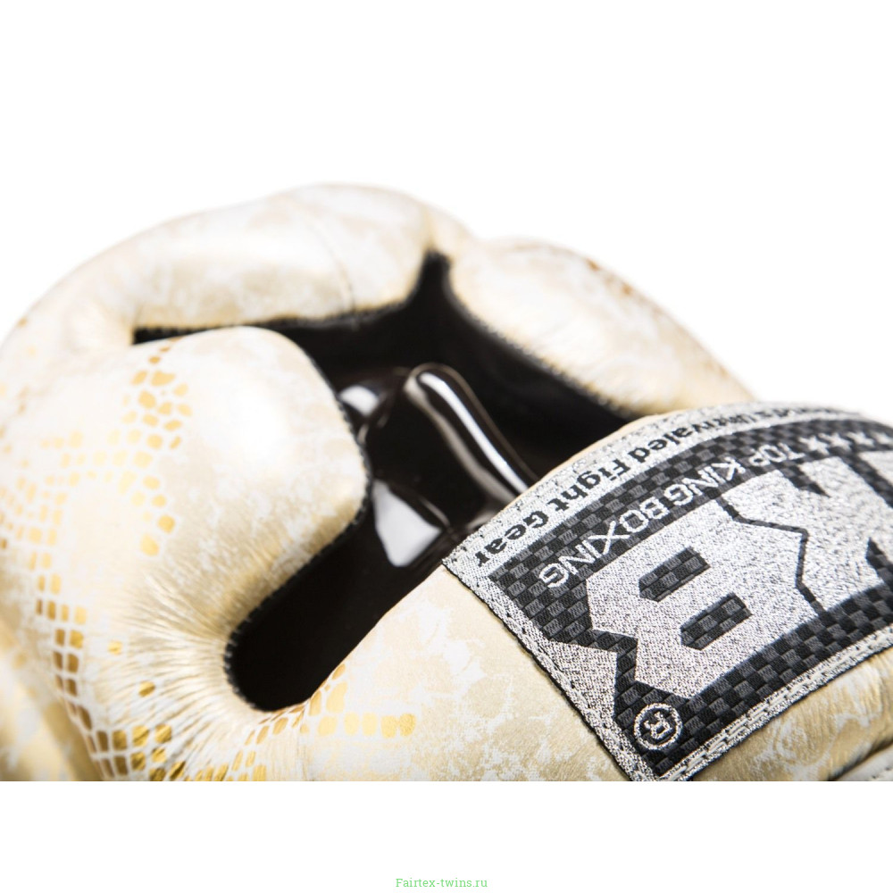 Боксерский шлем Top King Gold / White Snake Edition Head Guard M
