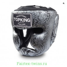 Боксерский шлем Top King Silver / Black "Snake Edition" Head Guard L