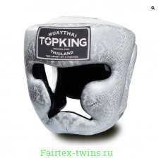 Боксерский шлем Top King Silver / White "Snake Edition" Head Guard L