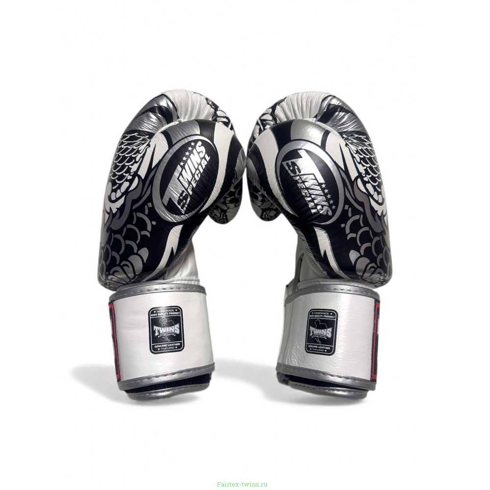 Боксерские перчатки Twins Special FBGV52 Dragon white silver 14 oz