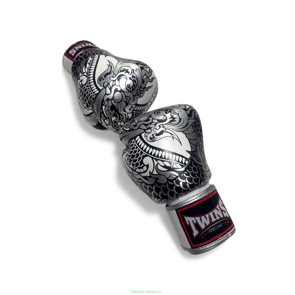 Боксерские перчатки Twins Special FBGV52 Dragon white silver 14 oz