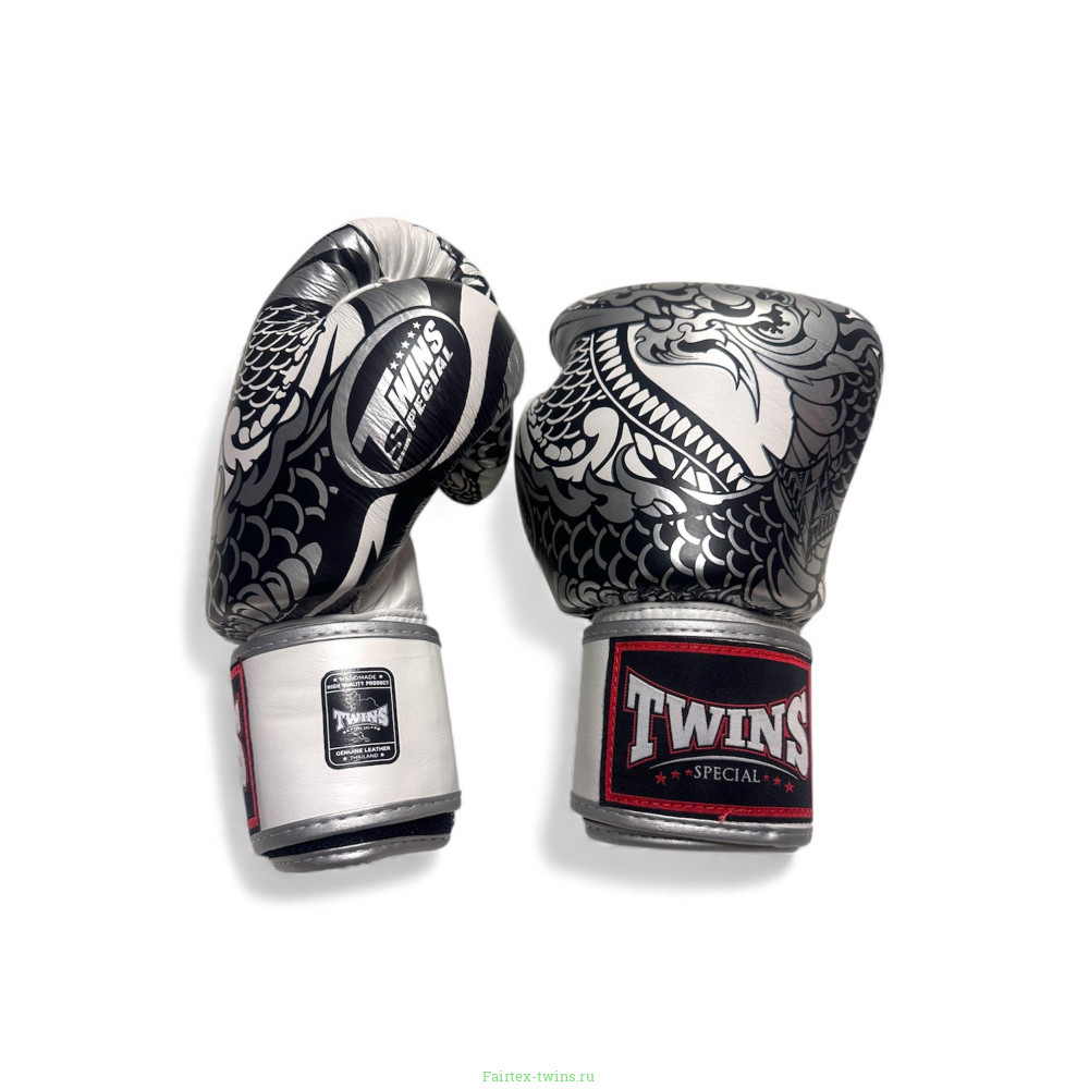Боксерские перчатки Twins Special FBGV52 Dragon white silver 14 oz