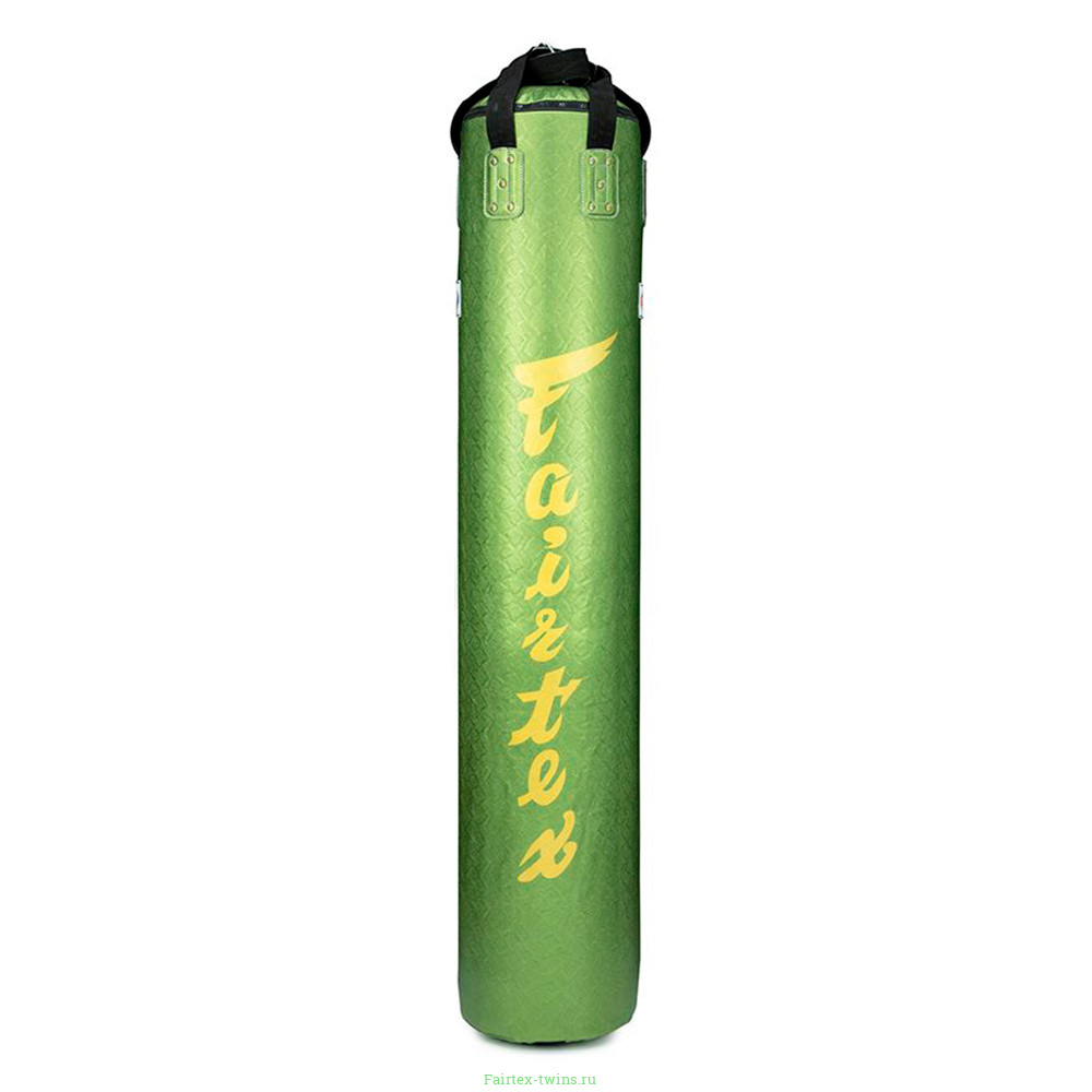 Боксерский мешок Fairtex HB6PY Green (gold silk screen) Banana Bag (БЕЗ НАПОЛНЕНИЯ)