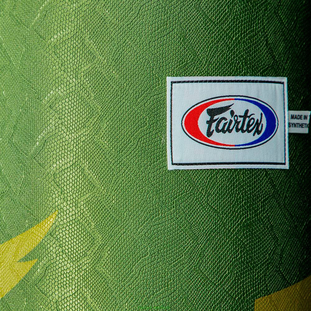 Боксерский мешок Fairtex HB6PY Green (gold silk screen) Banana Bag (БЕЗ НАПОЛНЕНИЯ)
