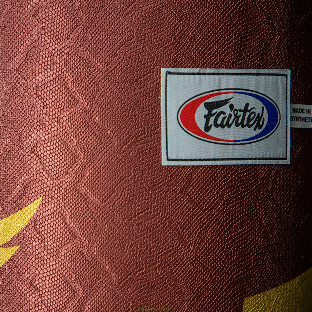 Боксерский мешок Fairtex HB6PY Red (gold silk screen) Banana Bag (БЕЗ НАПОЛНЕНИЯ)