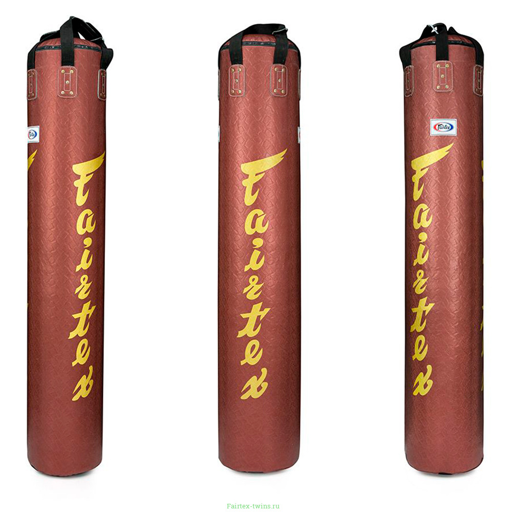 Боксерский мешок Fairtex HB6PY Red (gold silk screen) Banana Bag (БЕЗ НАПОЛНЕНИЯ)